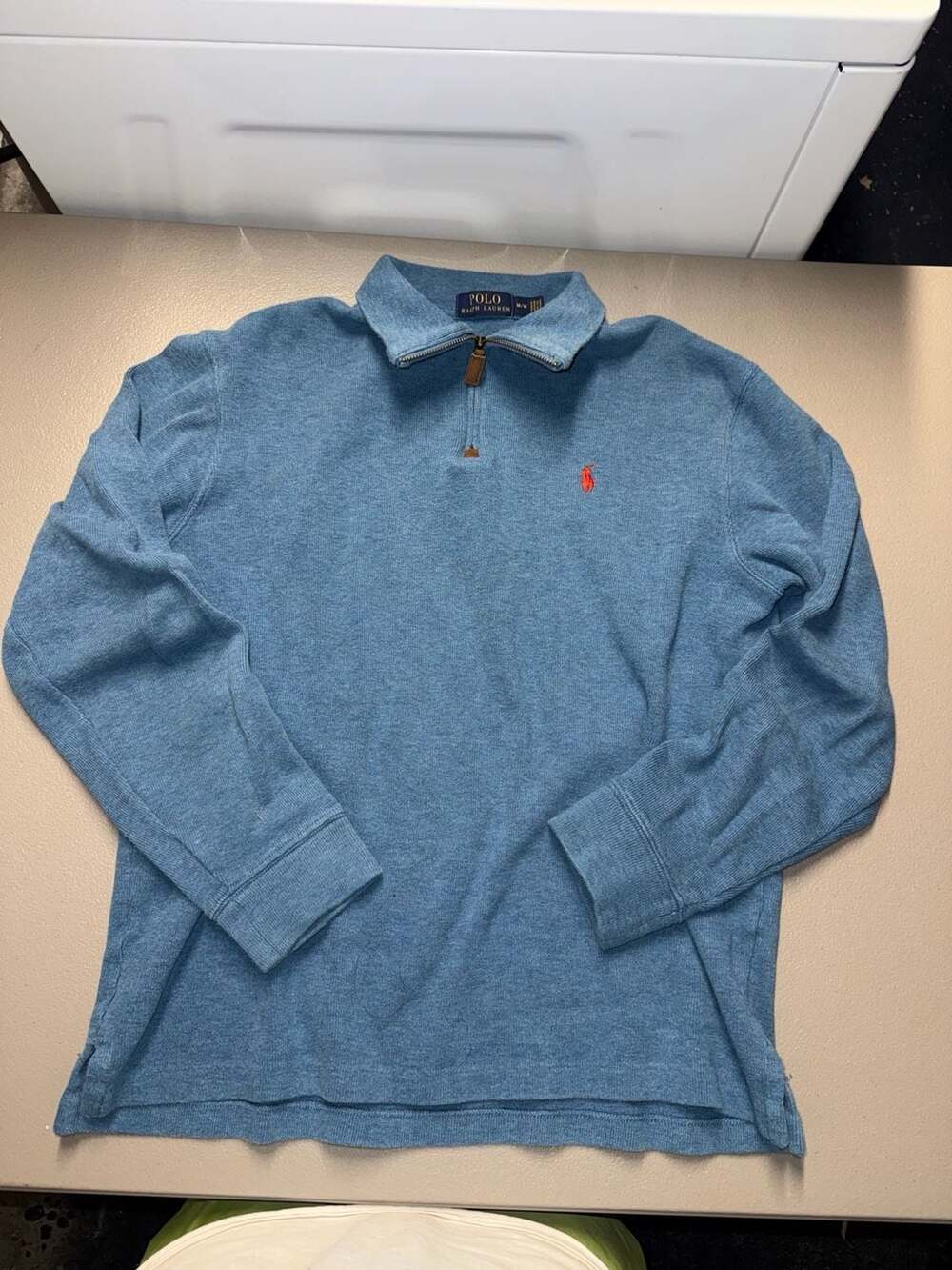 Polo Ralph Lauren Blue 1/4 Zip Pullover Cotton Sweater Medium